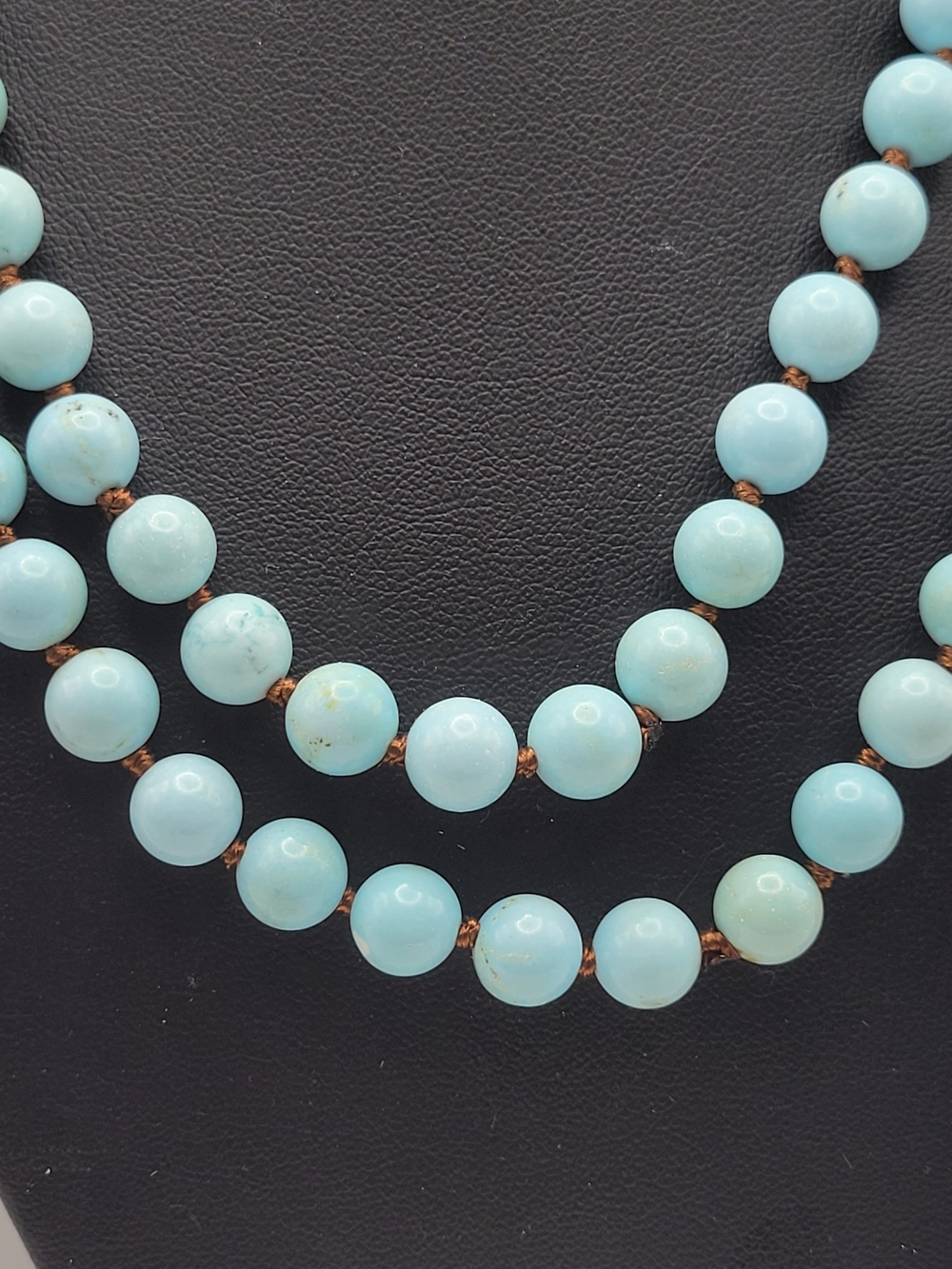 Light Blue stone Beaded Double-Strand Necklace - Picture 4 of 6